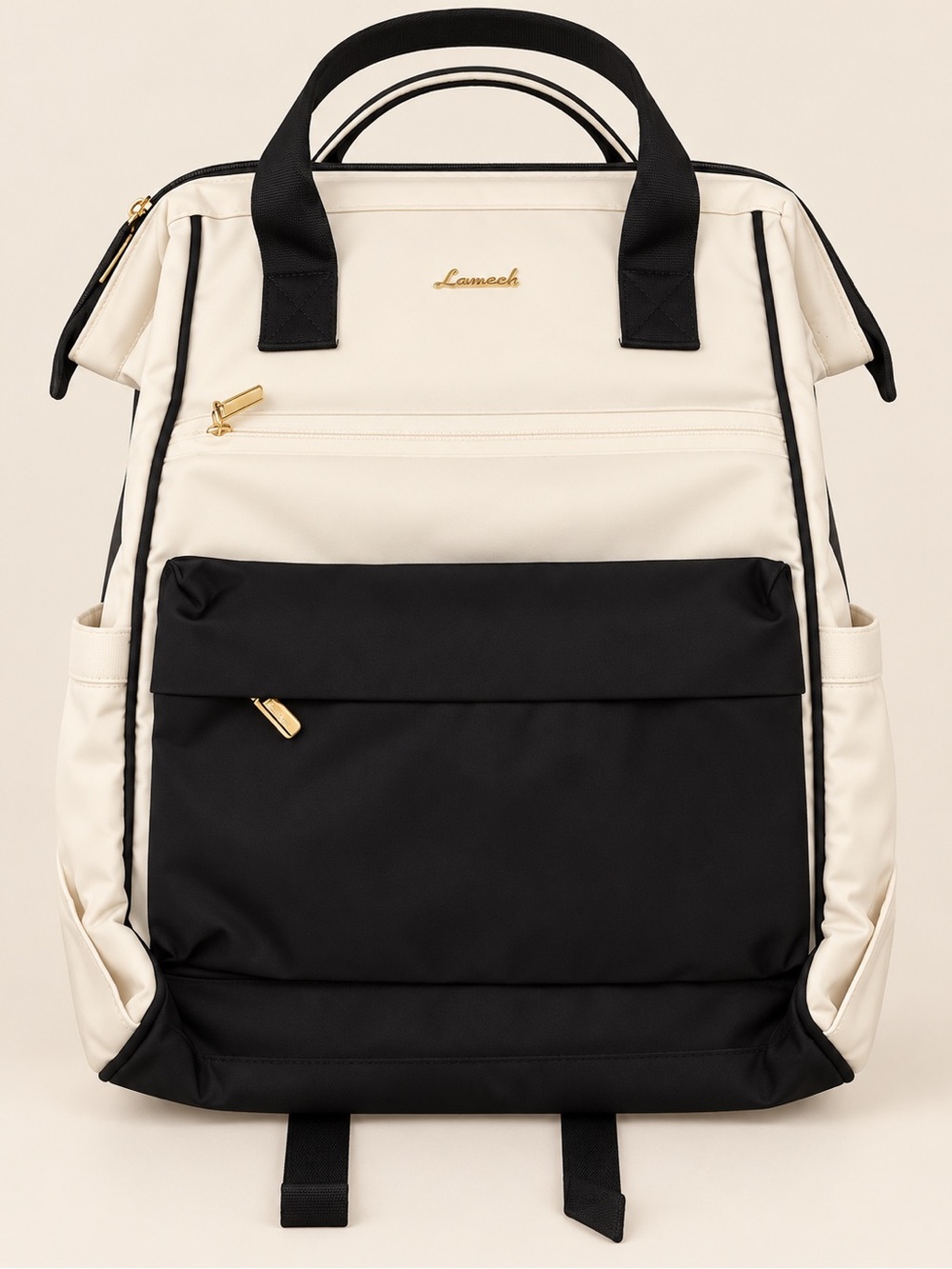 Two-Tone Black & Cream Women's Backpack